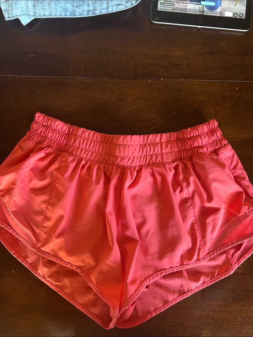 Women's Coral Athletic Shorts with Elastic Waistband